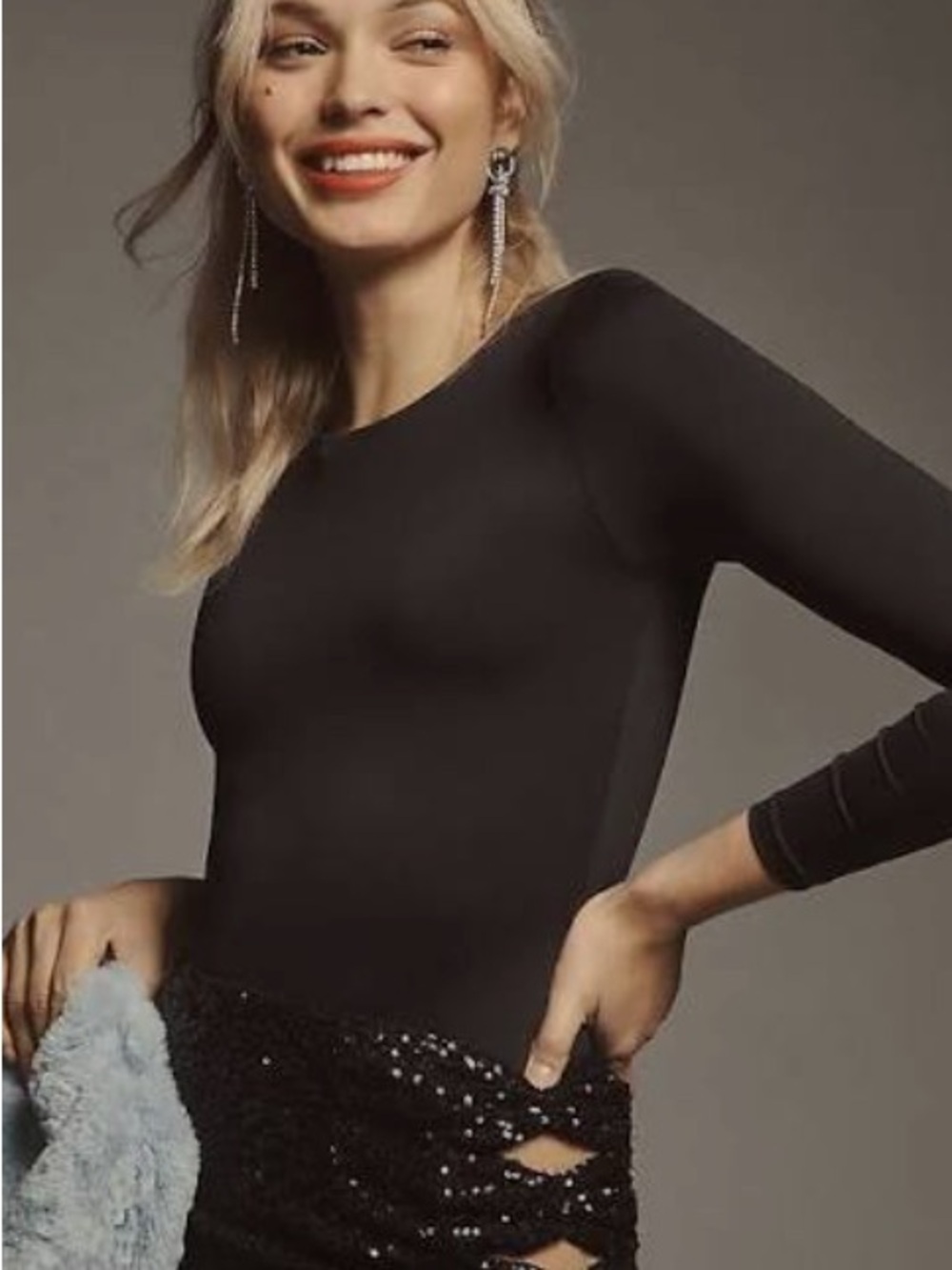 Anthropologie second skin long sleeve crew neck body suit